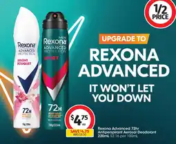 Coles Rexona Advanced 72hr Antiperspirant Aerosol Deodorant offer