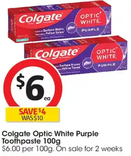 Coles Colgate Optic White Purple Toothpaste offer