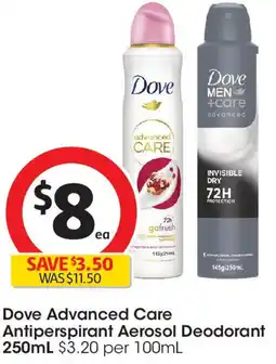 Coles Dove Advanced Care Antiperspirant Aerosol Deodorant offer