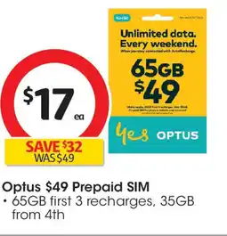 Coles Optus $49 Prepaid SIM offer