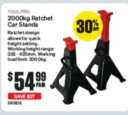 SuperCheap Auto Toolpro 2000kg Ratchet Car Stands offer