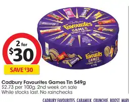 Coles Cadbury Favourites Games Tin offer