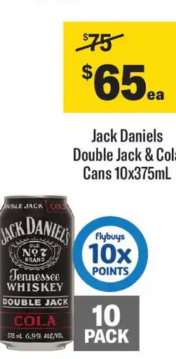 Coles Jack Daniels Double Jack & Cola Cans 10x375mL offer
