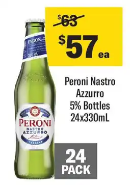 Coles Peroni Nastro Azzurro 5% Bottles 24x330mL offer