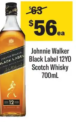 Coles Johnnie Walker Black Label 12YO Scotch Whisky offer