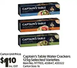 Campbells Wholesale Captain's Table Water Crackers Selected Varieties offer