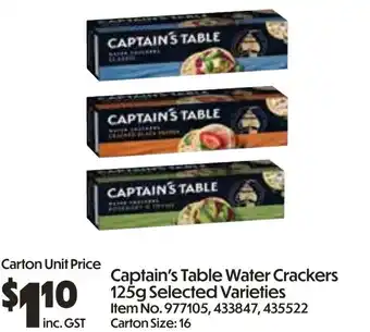 Campbells Wholesale Captain's Table Water Crackers Selected Varieties offer