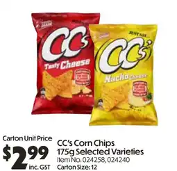 Campbells Wholesale CC's Corn Chips Selected Varieties offer