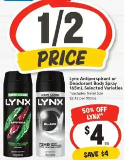 IGA Lynx Antiperspirant or Deodorant Body Spray offer