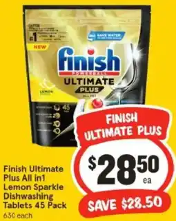 IGA Finish Ultimate Plus All in1 Lemon Sparkle Dishwashing Tablets offer
