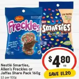 IGA Nestlé Smarties, Allen's Freckles or Jaffas Share Pack offer
