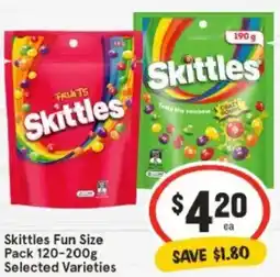 IGA Skittles Fun Size Pack offer