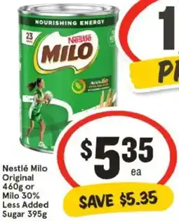 IGA Nestlé Milo Original or Milo 30% Less Added Sugar offer