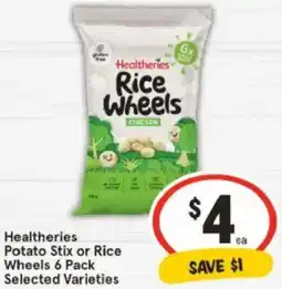 IGA Healtheries Potato Stix or Rice Wheels offer