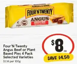 IGA Four'N Twenty Angus Beef or Plant Based Pies offer