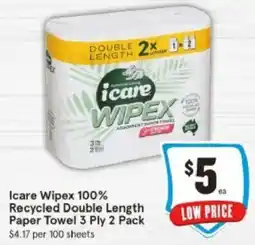 IGA Icare Wipex 100% Recycled Double Length Paper Towel offer