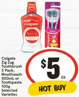 IGA Colgate Zig Zag Toothbrush, Mouthwash or Toothpaste offer