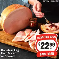 IGA Boneless Leg Ham Sliced or Shaved offer