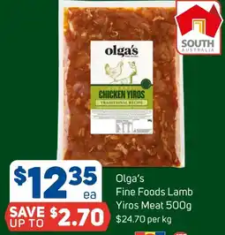 Foodland Olga's Fine Foods Lamb Yiros Meat offer