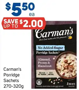 Foodland Carman's Porridge Sachets offer