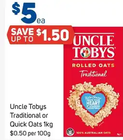 Foodland Uncle Tobys Traditional or Quick Oats offer