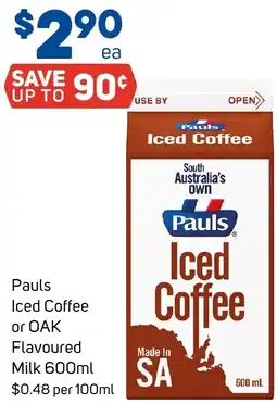 Foodland Pauls Iced Coffee or OAK Flavoured Milk offer