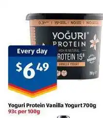 ALDI Yoguri Protein Vanilla Yogurt 700g offer