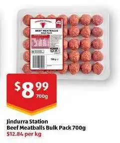 ALDI Jindurra Station Beef Meatballs Bulk Pack 700g offer
