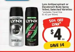 IGA Lynx Antiperspirant or Deodorant Body Spray 165mL Selected Varieties offer