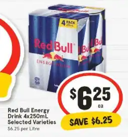 IGA Red Bull Energy Drink 4x250mL Selected Varieties offer