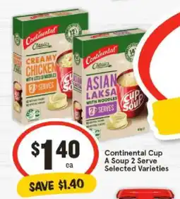 IGA Continental Cup A Soup 2 Serve Selected Varieties offer