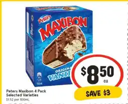 IGA Peters Maxibon 4 Pack Selected Varieties offer