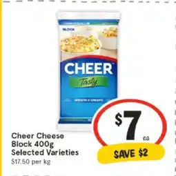 IGA Cheer Cheese Block 400g Selected Varieties offer