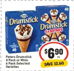 IGA Peters Drumstick 4 Pack or Minis 6 Pack Selected Varieties offer
