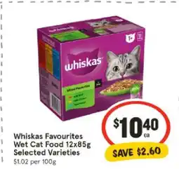 IGA Whiskas Favourites Wet Cat Food 12x85g Selected Varieties offer