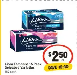 IGA Libra Tampons 16 Pack Selected Varieties offer