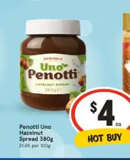 IGA Penotti Uno Hazelnut Spread 380g offer