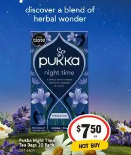 IGA Pukka Night Time Tea Bags 20 Pack offer