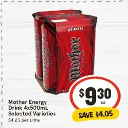 IGA Mother Energy Drink 4x500mL Selected Varieties offer
