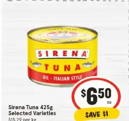 IGA Sirena Tuna 425g Selected Varieties offer