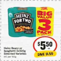IGA Heinz Beanz or Spaghetti 3x300g Selected Varieties offer