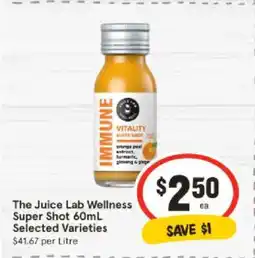 IGA The Juice Lab Wellness Super Shot 60mL Selected Varieties offer