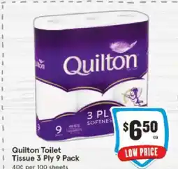 IGA Quilton Toilet Tissue 3 Ply 9 Pack offer