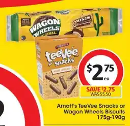 Coles Arnott's TeeVee Snacks or Wagon Wheels Biscuits 175g-190g offer