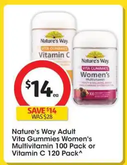Coles Nature's Way Adult Vita Gummies Women's Multivitamin 100 Pack or Vitamin C 120 Pack offer