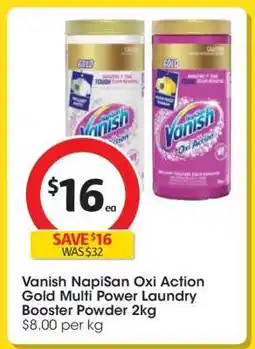 Coles Vanish NapiSan Oxi Action Gold Multi-Power Laundry Booster Powder 2kg offer