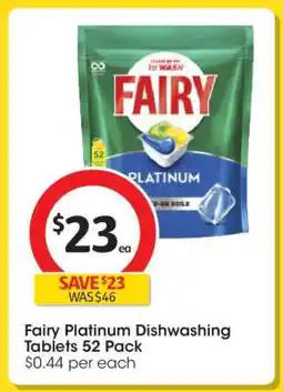 Coles Fairy Platinum Dishwashing Tablets 52 Pack offer