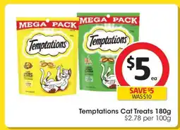 Coles Temptations Cat Treats 180g offer