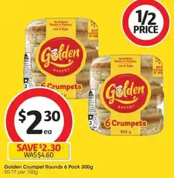 Coles Golden Crumpet Rounds 6 Pack 300g offer