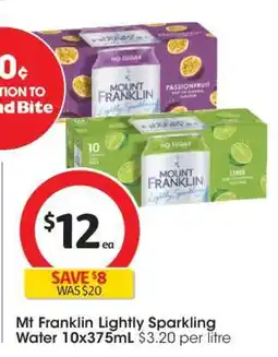 Coles Mt Franklin Lightly Sparkling Water 10x375mL offer